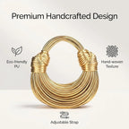 Gold Purse For Women, Woven Knotted Bread Crossbody Clutch Top Handle Creative Noodles Bag Underarm Shoulder Handbag | Woven