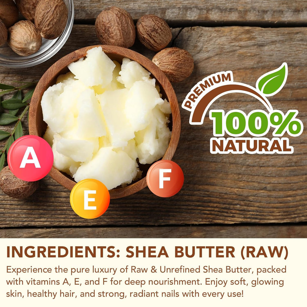 Shea Butter Raw Organic,Pure Shea Butter Unrefined For Skin And Hair Moisturizing - 100% Natural Vitamin A, E & F
