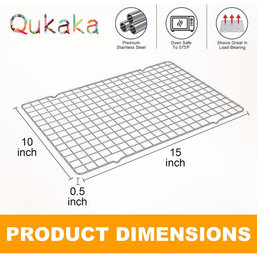 2Pcs Cooling Racks For Cooking And Baking - 10" X 15"Heavy Duty Stainless Steel Wire Rack For Baking, Grilling, Roasting - Oven & Dishwasher Safe - Fits Jelly Roll Sheet Pan-Silver