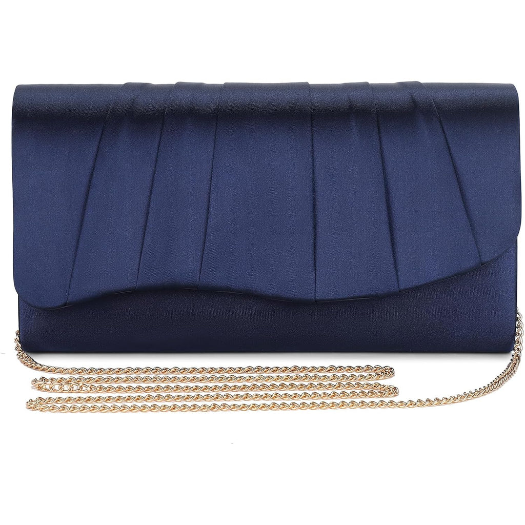 Pleated Satin Evening Bag For Women, Formal Clutch Purse, Envelope Handbag For Wedding, Prom, Party & Cocktail