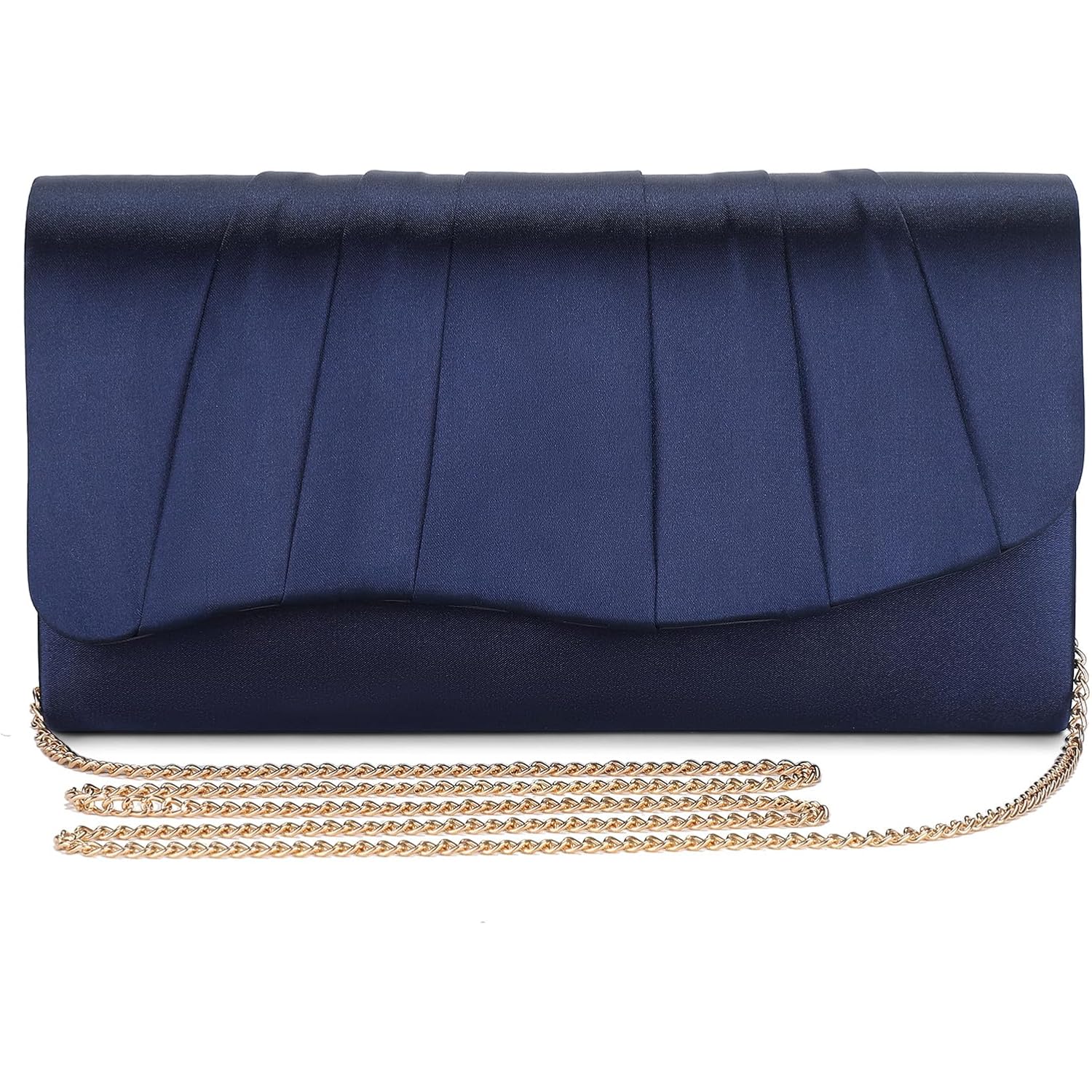 Pleated Satin Evening Bag For Women, Formal Clutch Purse, Envelope Handbag For Wedding, Prom, Party & Cocktail