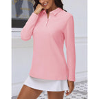 Womens Polo Shirts Long Sleeve Casual Tops Collared Button Down Cotton Tee Work T Shirt