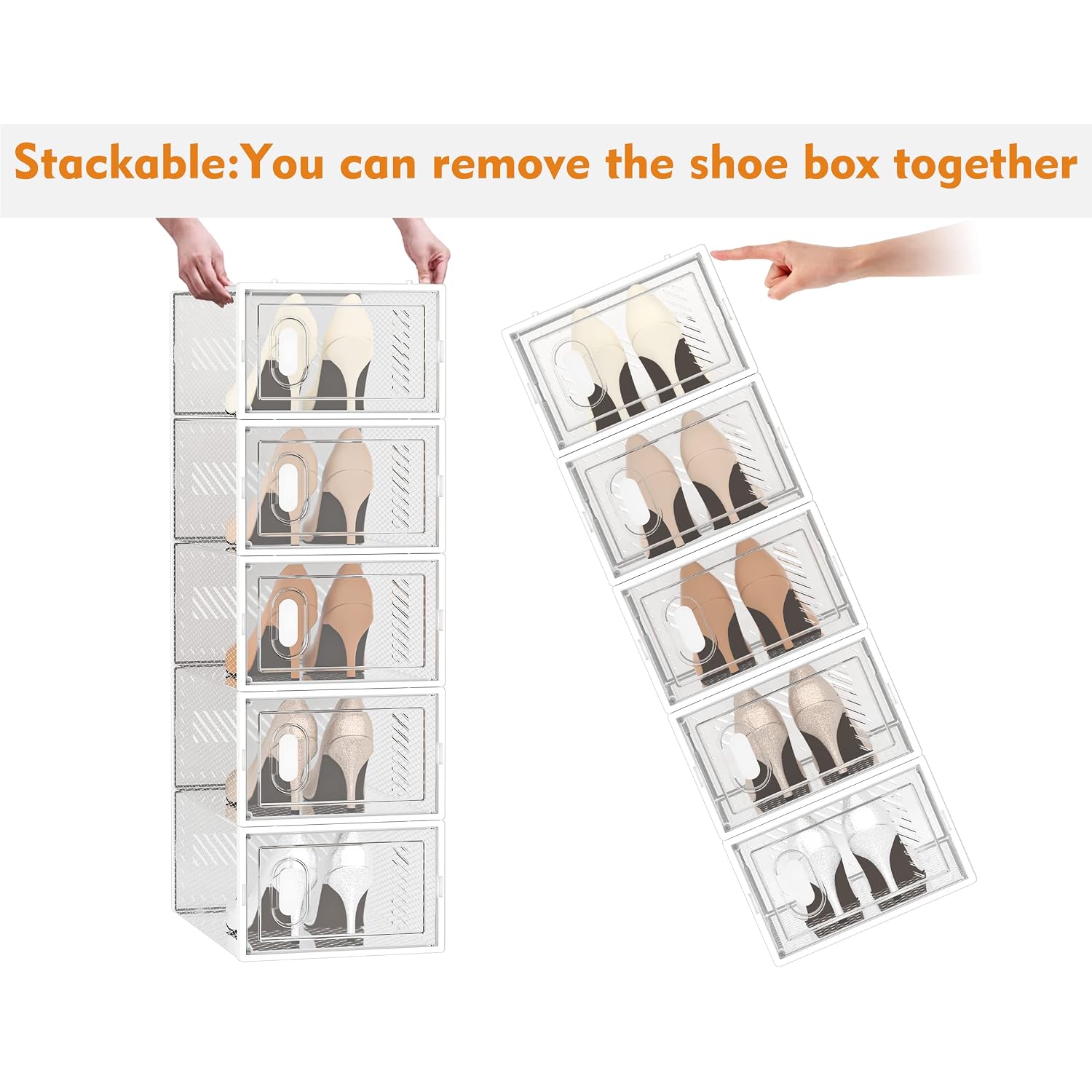 Simpdiy Shoe Storage, 12 Pack Shoe Organizer For Closet, Shoe Boxes Clear Plastic Stackable Shoe Containers With Lids For Size 10