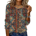 3/4 Length Sleeve Womens Tops Round Neck Casual Summer Tunic Tops Basic Tees Blouses Dressy T-Shirts Pleated Shirts