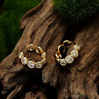 MTMY Huggie Hoop Earrings 14K Gold Plated Cubic Zirconia Dainty Simple Cute Beads Elegant CZ Circle Small Hoop Earring for Women Minimalist Handmade Hypoallergenic Jewelry