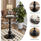 Simple Trending Small Side Table, Round Drink Table End Table, Sofa Table Tv Tray Table, Pedestal Coffee Table For Living Room, Black