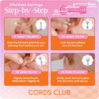 Cords Club Marquise Flat Back Stud – ASTM-F136 Implant Grade Titanium - Push Pin Design for Sensitive Ears – Available in 18K Gold Plated & Titanium Silver (Single Earring)