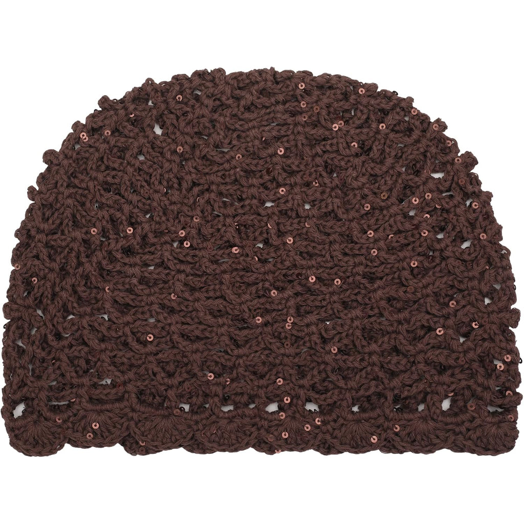 Zlyc Women Crochet Beanie Handmade Knit Flower Shiny Summer Vintage Skull Hat