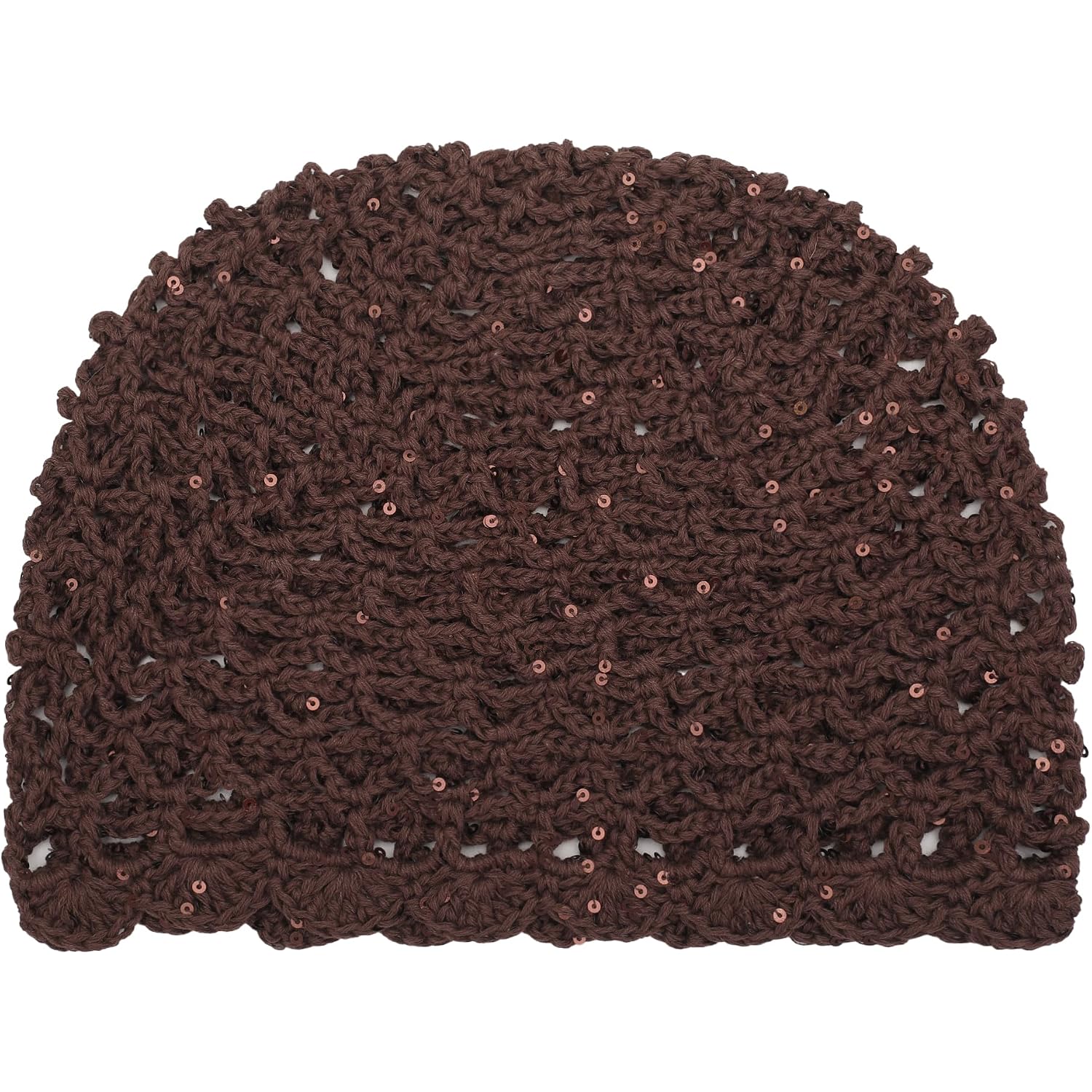 Zlyc Women Crochet Beanie Handmade Knit Flower Shiny Summer Vintage Skull Hat