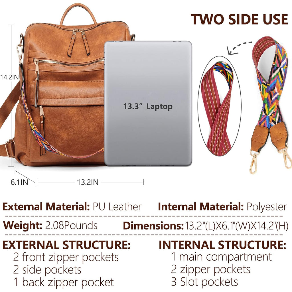 Dora & Liz Womens Backpack Purse Leather Backpack Purse For Women Travel Fashion Backpack Designer Ladies Shoulder Bags