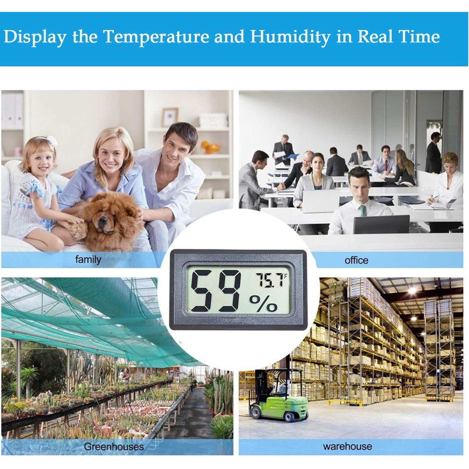 4-Pack Mini Digital Temperature Humidity Meters Gauge Indoor Thermometer Hygrometer Lcd Display Fahrenheit (℉) For Reptile Tank,Jars,Guitar Case,Greenhouse, Garden, Cellar, Fridge, Closet