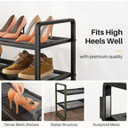 SNTD Shoe Rack - Expandable Shoe Organizer for Closet, Adjustable Metal Shoe Shelf Storage, Stackable Long Shoe Stand Holder for Garage, Entryway, Door Entrance (Black, 2-Tier)