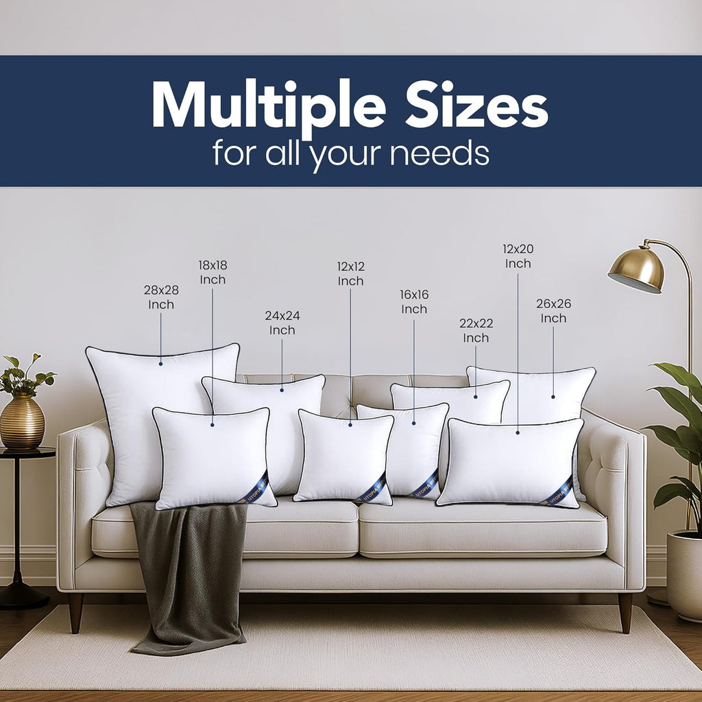 Utopia Bedding Throw Pillow Inserts (Pack of 4, White), 18 x 18 Inches Decorative Indoor Pillows for Sofa, Bed, Couch, Cushion Sham Stuffer