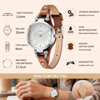 Burei Women Watches Simple Leather Strap Watch Analog Quartz Watches Small Thin Ladies Watch Bracelet Band Wristwatch, Gifts For Women