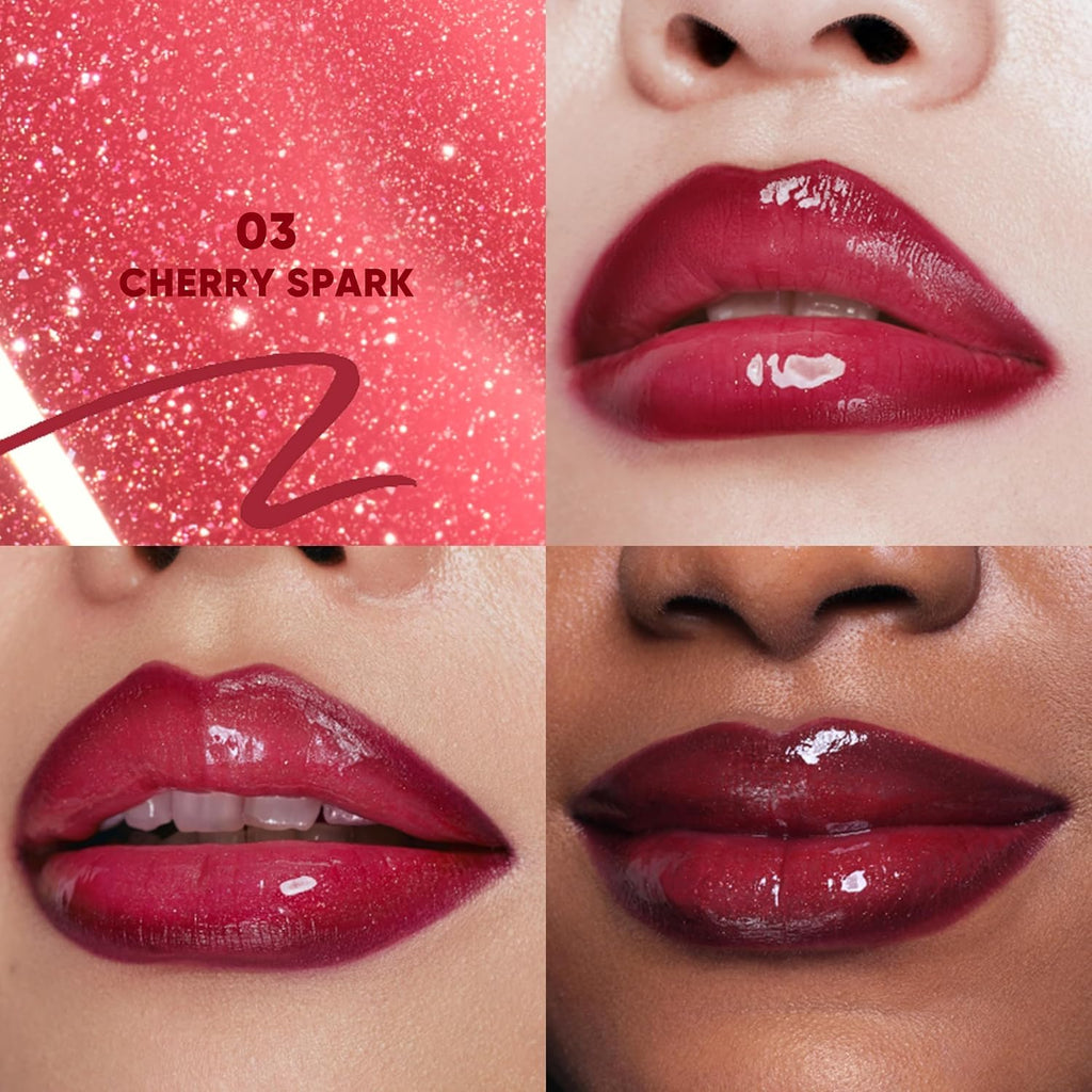 JUDYDOLL Peel Off Stain and Plumping Oil Duo - Long-Lasting Lip Stain with 3D Plumping Gloss, Hydrating and Non-Sticky Formula (#03 Cherry Spark)