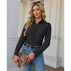 Siliteelon Button Down Shirts For Women Stain Shield Long Sleeve Dress Shirts Wrinkle-Free Collared Work Office Blouses