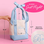Bride Tote Bag With Bow | Embroidered Canvas Mini Tote | Bachelorette Gift For Bride To Be, Bridal Shower, Engagement Gift