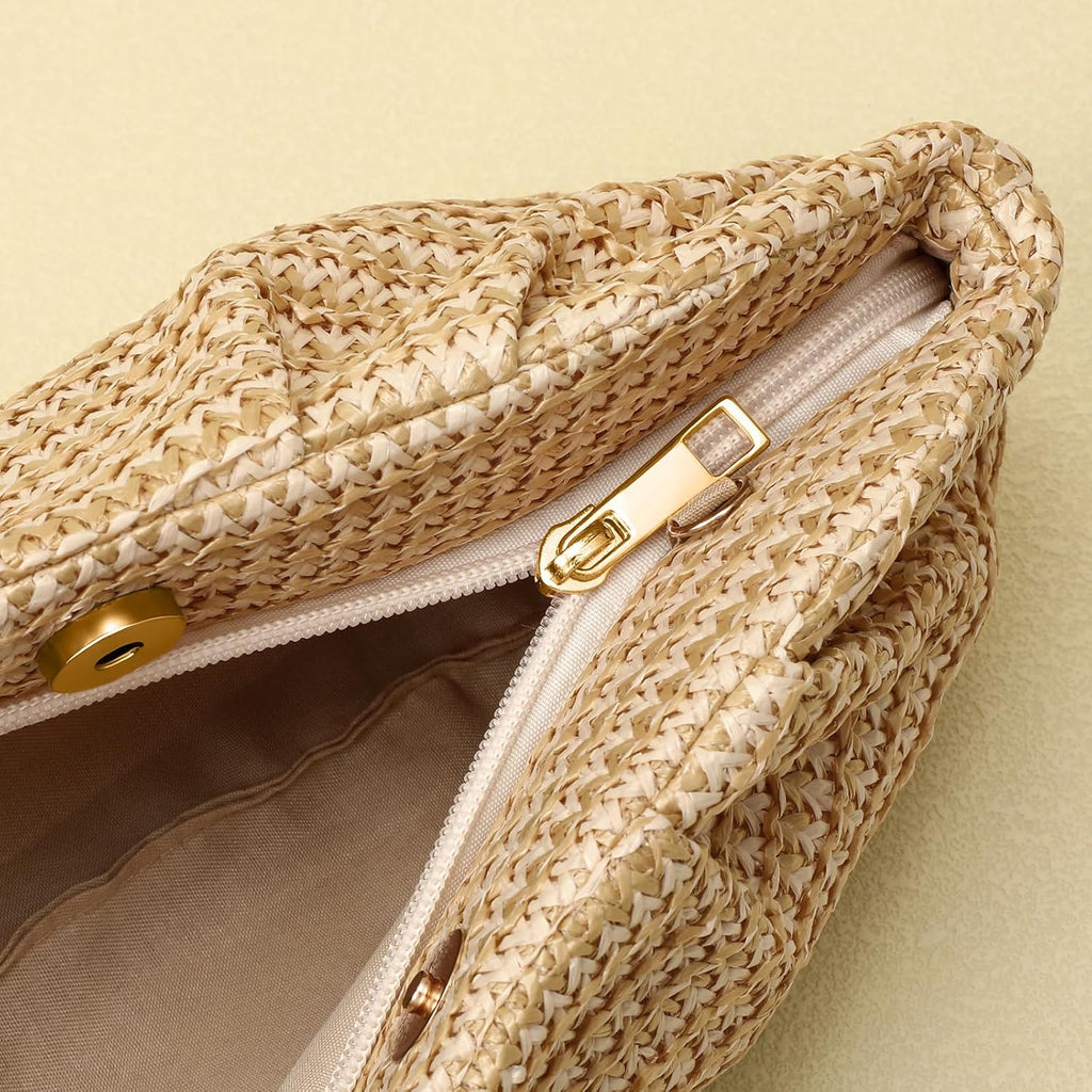 Straw Clutch Purses For Women Summer Beach Bag Woven Crossbody Bag Handbag Vacation Wicker Purse