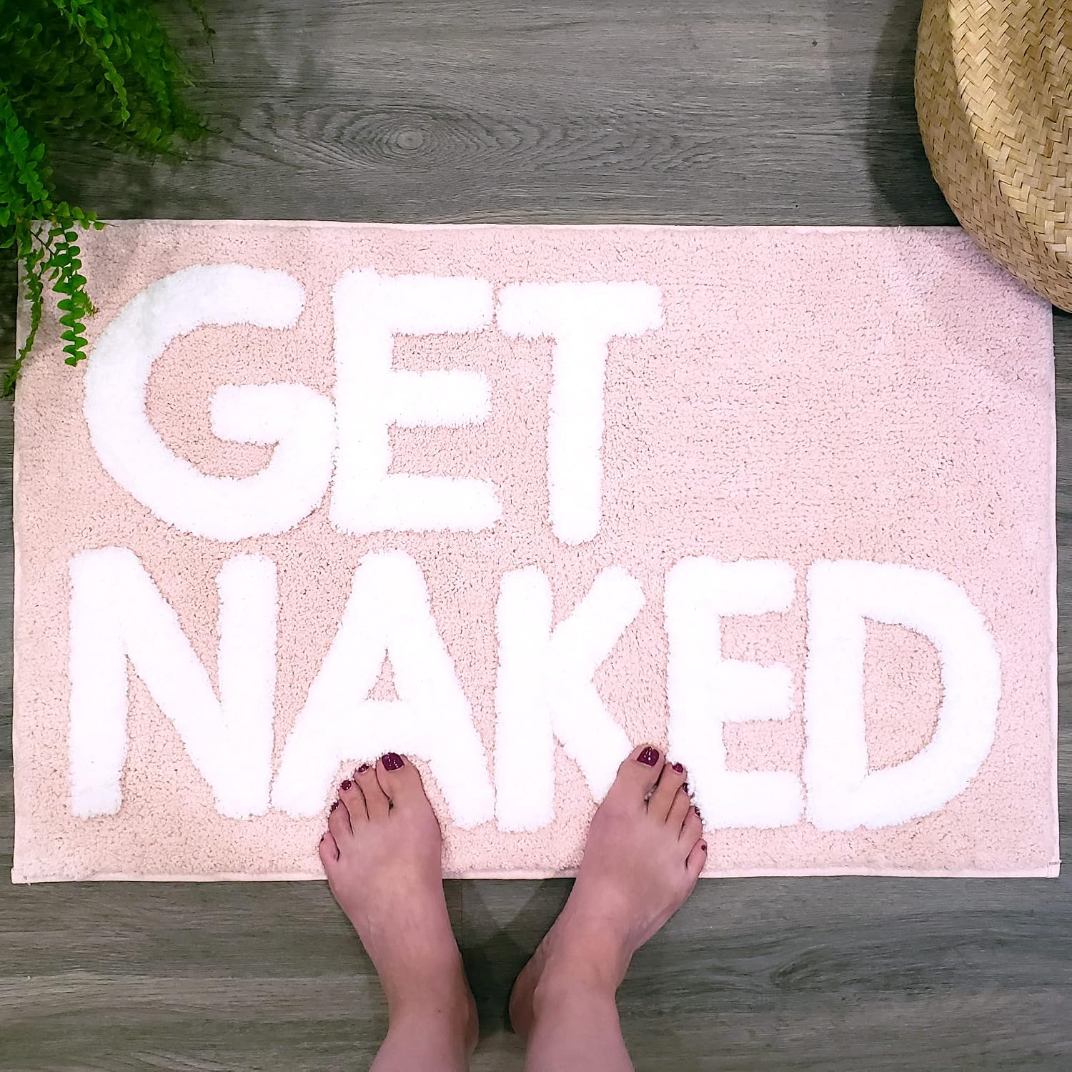 Get Naked Bath Mat Pink - Blush Bathroom Rugs - Bath Mat - 31" X 20"