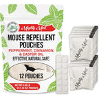 Mighty Mint Mouse Repellent Pouches – Peppermint, Castor Oil & Cinnamon Formula – Natural Indoor Deterrent For Mice And Rodents – Plant-Based, Long-Lasting Protection – 12 Count