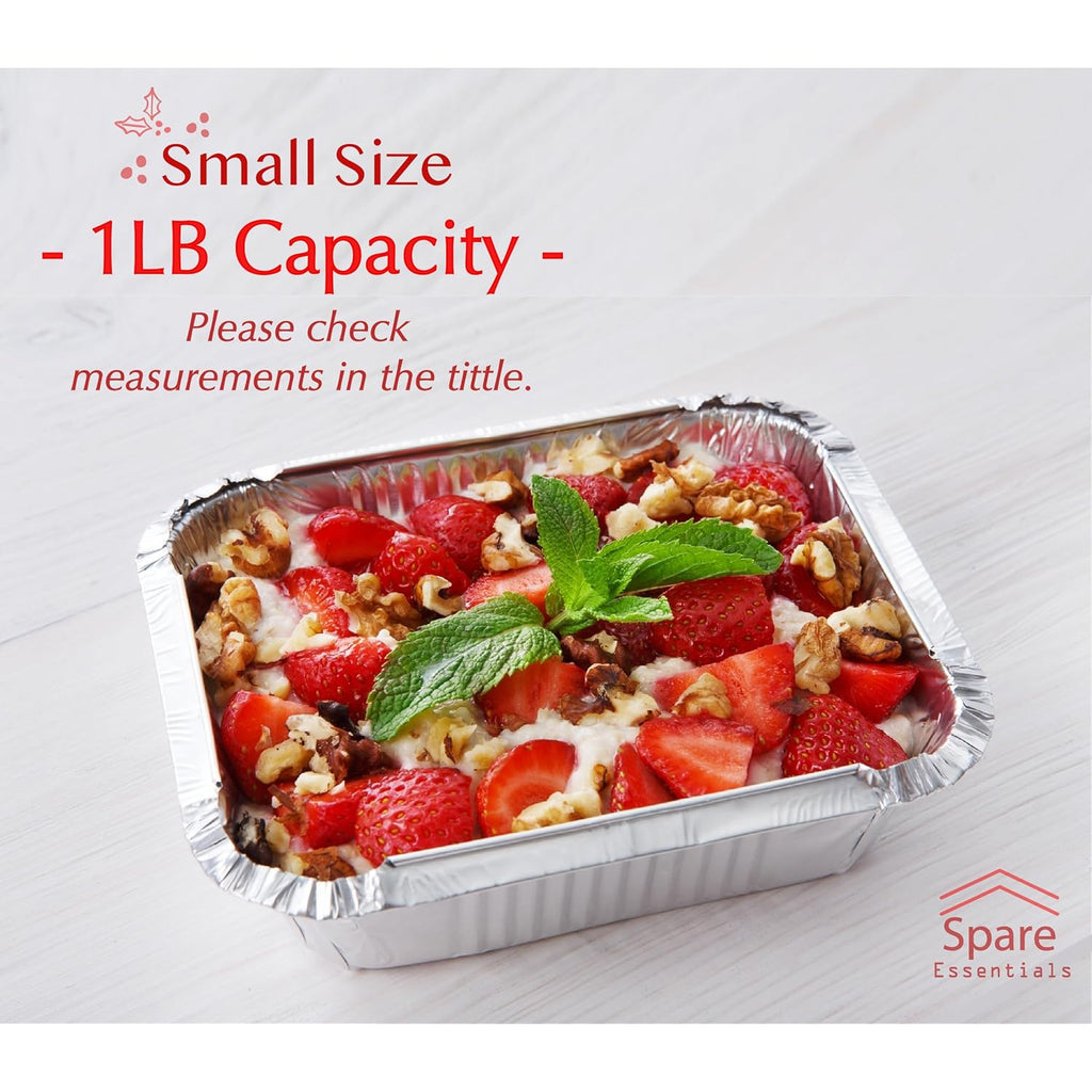 55 Pack - Small Foil Pans with Lids - To Go Food Containers with Lids 1lb Mini Aluminum Pans Freezer Safe Foil Take out Trays Heat proof Aluminum Meal Prep Containers 5.5x4.5x1.9 in