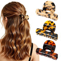 3 Pcs Small Hair Clips For Women, 2.4 Inch Medium Durable Acetate Tortoise Shell Claw Clips For Thin Fine Hair Half Up Styling, Leopard Print Cute Hair Claw Clips Hair Accessories For Girls Gift