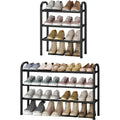 Expandable Shoe Rack, 3-Tier Metal Small Shoe Rack For Closet, Up To 16 Pairs Adjustable Shoes Racks Storage For Front Door Entrance, Free Standing Shoes Rack Organizer For Entryway, Black