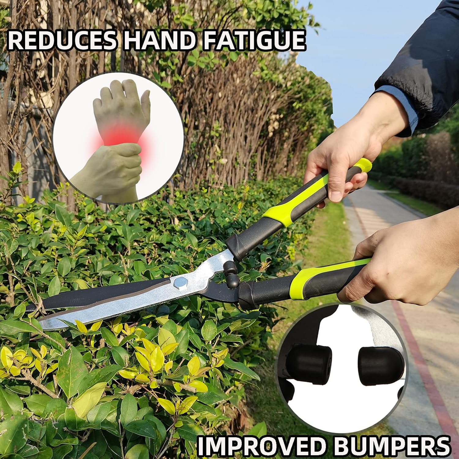 Hedge Clippers Shears Hedge Shears For Trimming Borders, Garden Tools Hedge Clippers, Bush Cutters Trimmer With Sharp Wavy Blades, Garden Shears For Hedges (19 Inch)