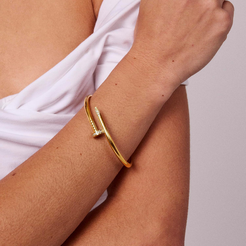 Silver Nailed It Bangle by Electric Picks Jewelry