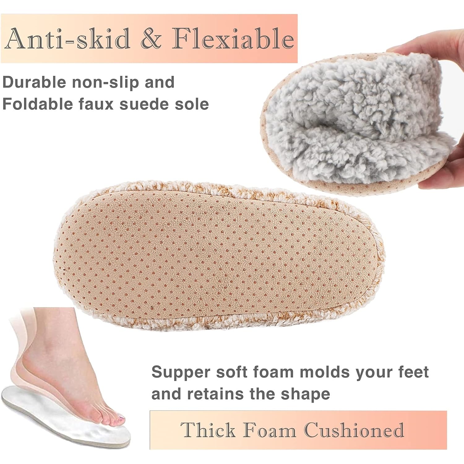 Cozylook 2-Pair Slipper Socks For Women Non Slip Soft Sole Slippers | Fuzzy Or Knit Uppers, Plush Sherpa Lining, Gripper Dots, Elastic Heel, Warm Indoor Comfort, Gift-Ready Packaging