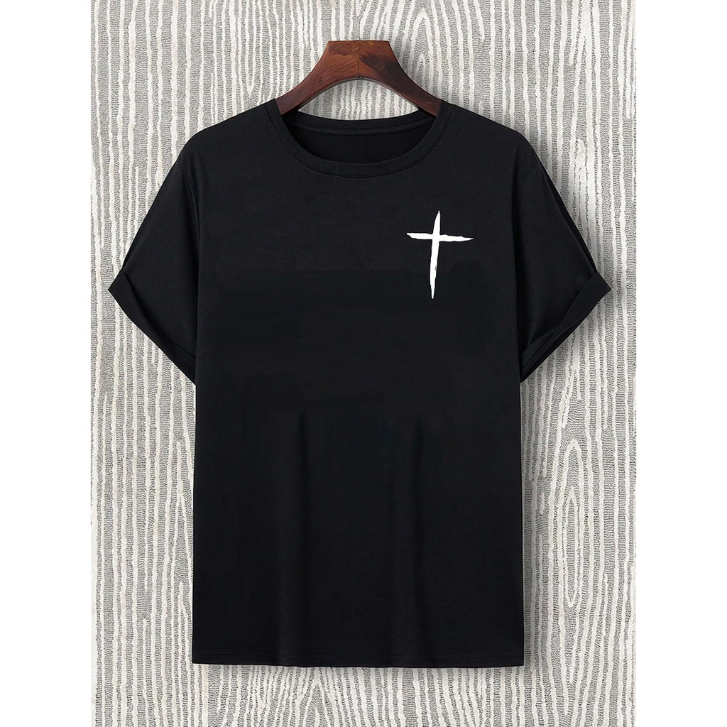 Floerns Men'S Cross Print Short Sleeve T Shirt Crewneck Tee Shirts