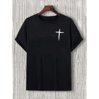 Floerns Men'S Cross Print Short Sleeve T Shirt Crewneck Tee Shirts