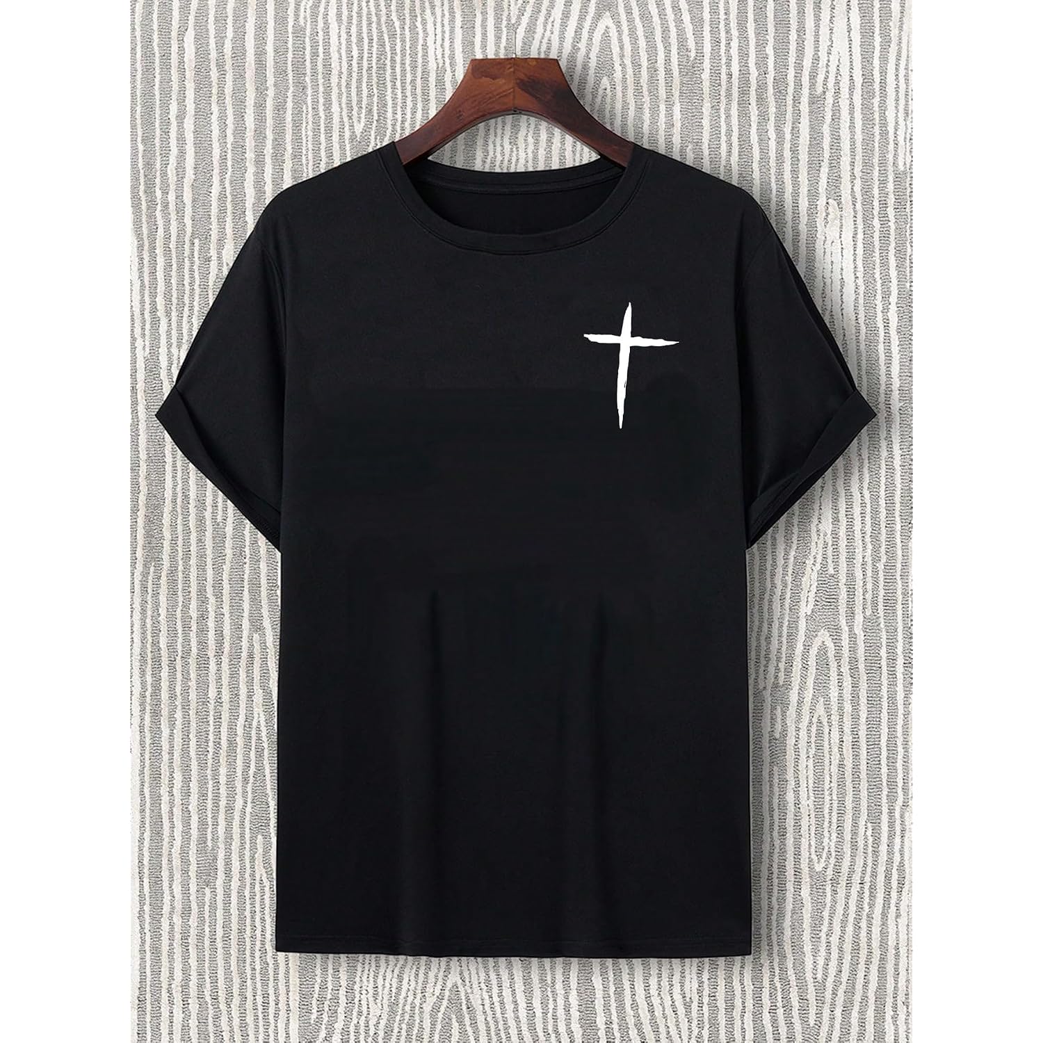Floerns Men'S Cross Print Short Sleeve T Shirt Crewneck Tee Shirts