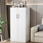Shintenchi Kitchen Pantry Cabinet,5 - Layer Storage Cupboard With Adjustable Shelves For Organizing And Storing Food Items,47'' Versatile Buffet Sideboard For Kitchen, Bathroom And Laundry,White