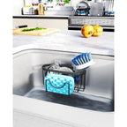 HapiRm Multifunctional Sponge Holder with Unique M-Shaped, 2 Installation Methods Kitchen Sink Caddy Organizer, Rustproof Stainless Steel Kitchen Organizers and Storage Essentials - Black