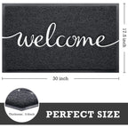 Cozybounty Black Door Mat Welcome Mats Outdoor Indoor Non-Slip Doormat For Entryway Low-Profile Floor Mat For Yard, Garage, High Traffic Areas (30"X17.5", Black)