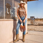 Shesole Cowboy Boots For Women Square Toe Western Boots Wide Calf Cowgirl Boots Pull On Fashion Embroidery For Country Concert Dancing Wedding Traveling Daily Outfits