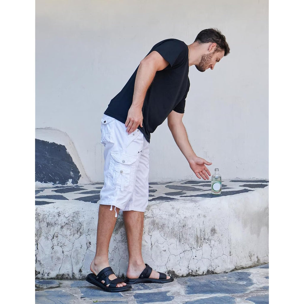 Best South Mens Cargo Shorts With 8 Pockets Casual Long Blew Knee Capri 3/4 Pants Relaxed Fit Work Fishing Hiking