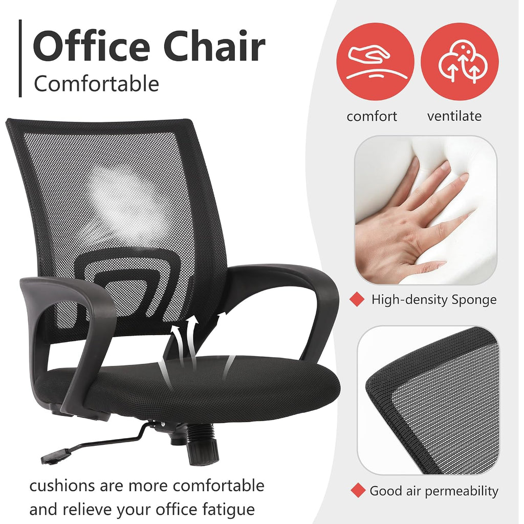 Paylesshere Office Computer Chair Ergonomic Cheap Desk Chair Adjustable Comfortable Mid Back Task Rolling Swivel With Lumbar Support For Home Office (Pack Of 1, Black)