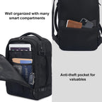 Ecohub Travel Backpack 18X14X8 Spirit Airlines Personal Item Bag Carry On Backpack 13 Pockets Work Casual Daypack For Men Women Airline Approved Water Resistant Gym Backpack With Charging Port, Black