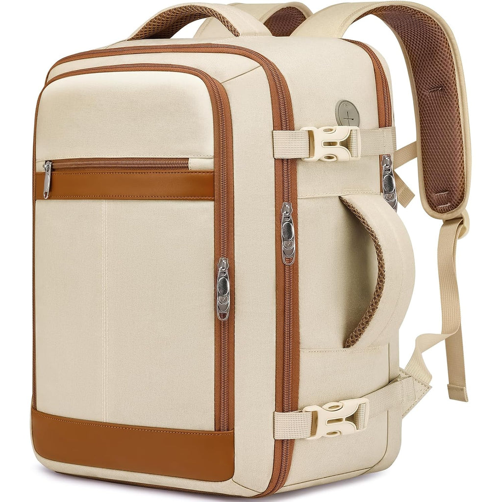 Travel Backpack For Women Airline Approved Carry On Backpack With Shoe Pouch,Tsa 15.6Inch Laptop Mochila Flight Approved Personal Item Bag For Weekender Overnight Bags Bookbag Travel Essentials,Beige