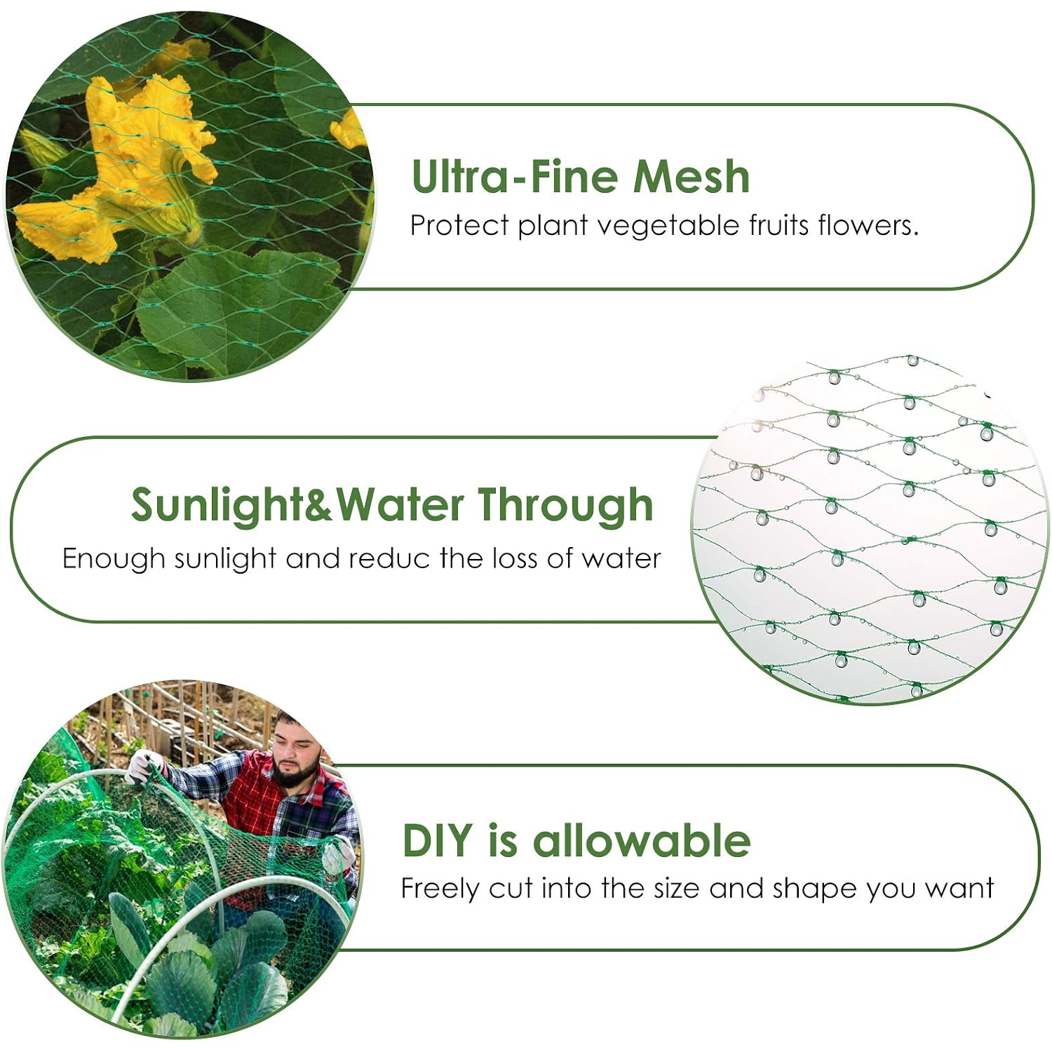 Ruolan Bird Netting For Garden Protect Vegetable Plants And Fruit Trees13X20Ft,Plastic Trellis Netting For Birds, Deer,Squirrels And Other Animals