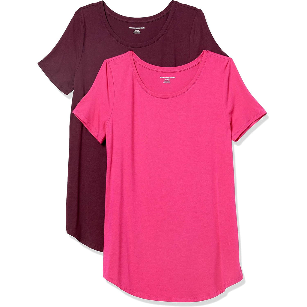 Amazon Essentials Women'S Short-Sleeve Scoopneck Tunic Tops, Pack Of 2