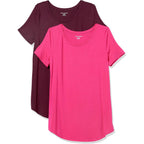 Amazon Essentials Women'S Short-Sleeve Scoopneck Tunic Tops, Pack Of 2