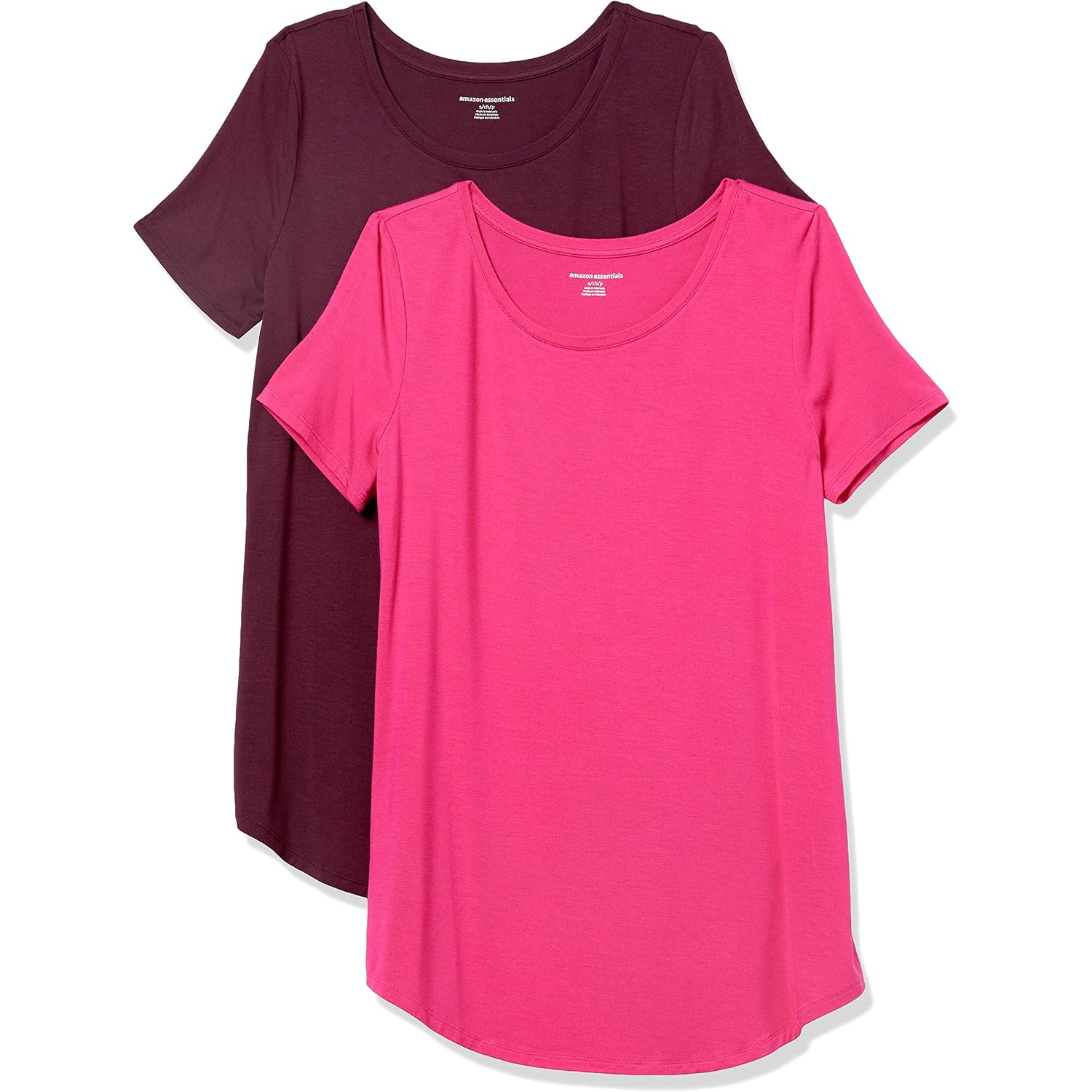 Amazon Essentials Women'S Short-Sleeve Scoopneck Tunic Tops, Pack Of 2