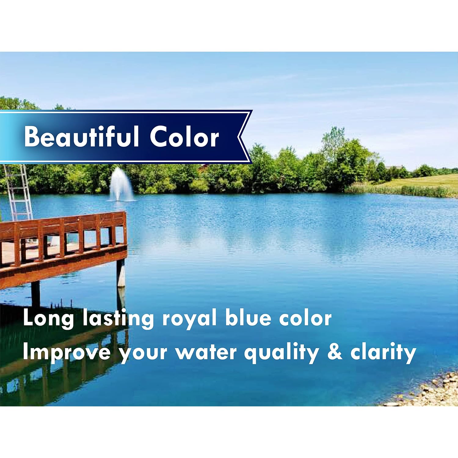 Blue Lake And Pond Dye - One Gallon Of Professional Lake & Pond Dye - Treats Up To 1 Acre - Royal Blue Color - Safe For Fish, Wildlife, Pets & Children