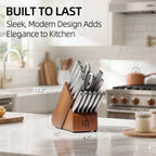 KnifeSaga Kitchen Knife Set 14 Piece Premium Japanese High Carbon Stainless Steel Knife Block Sets with Built-in Sharpener, Razor Sharp Knives Set for Kitchen, Quality Acacia Wood Block Knife Set