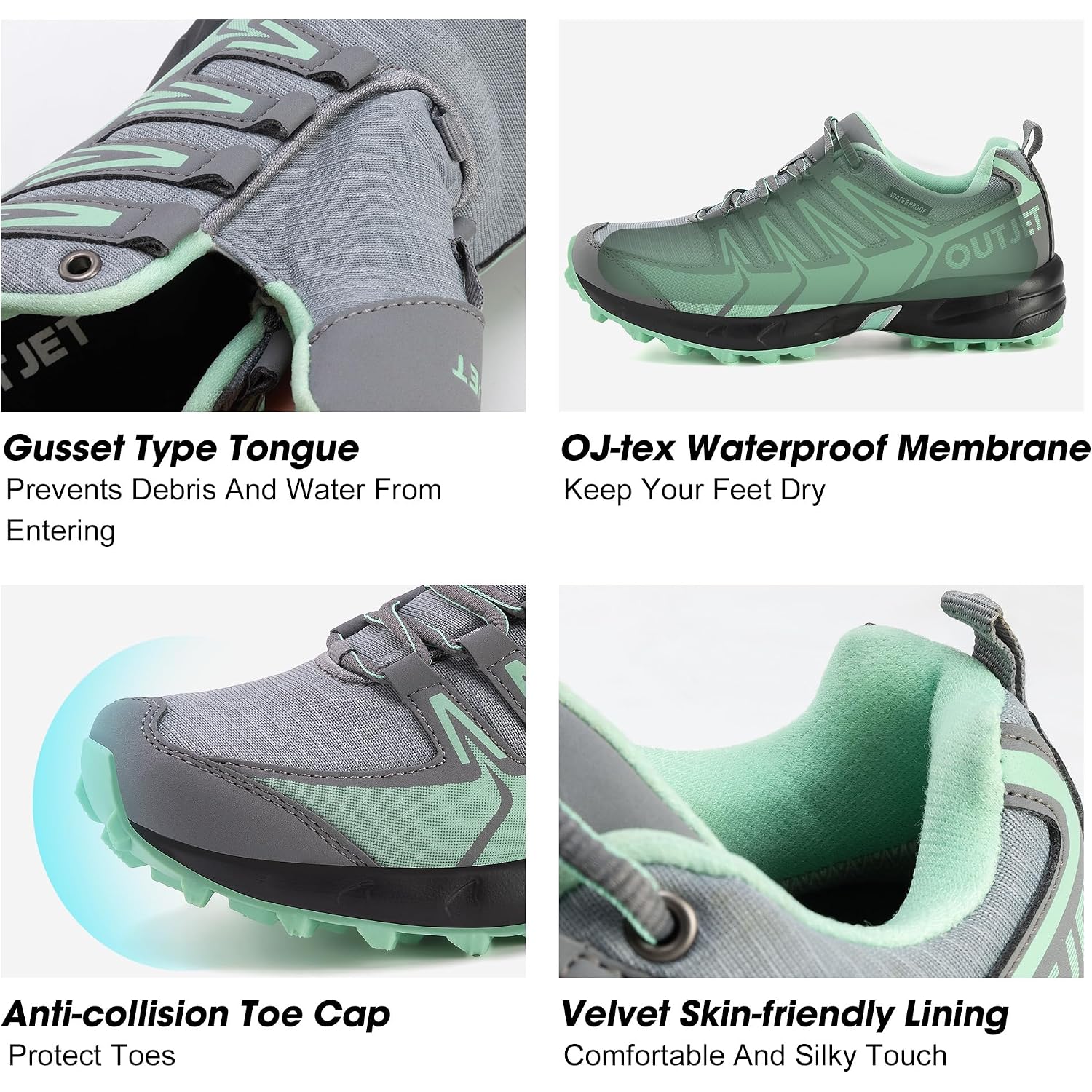 Women'S Waterproof Hiking Shoes Lightweight Non-Slip Trails Walking Shoes Outdoor Sneakers