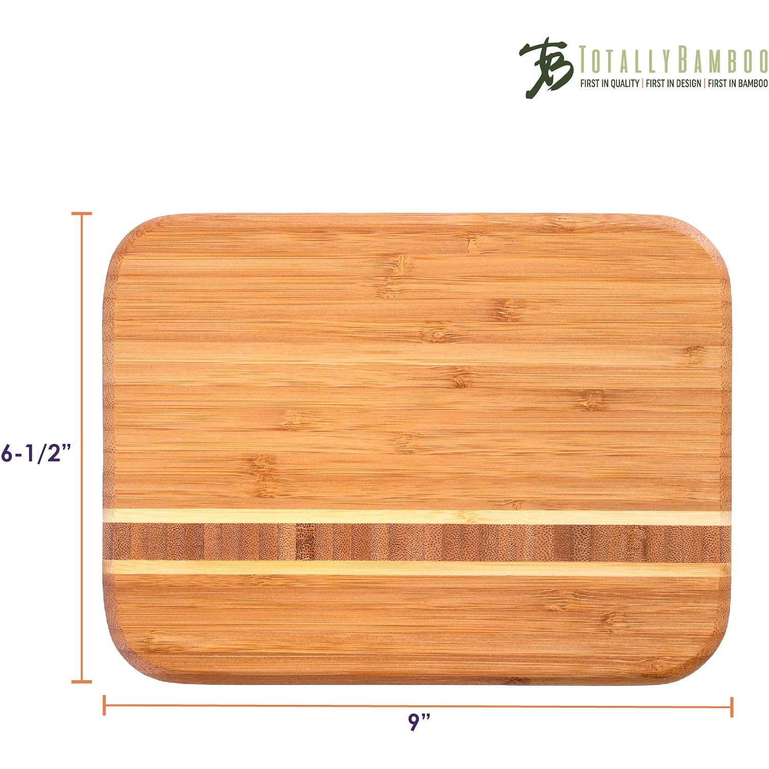 Totally Bamboo Barbados Bamboo Wood Cutting Board, 9" X 6.5"