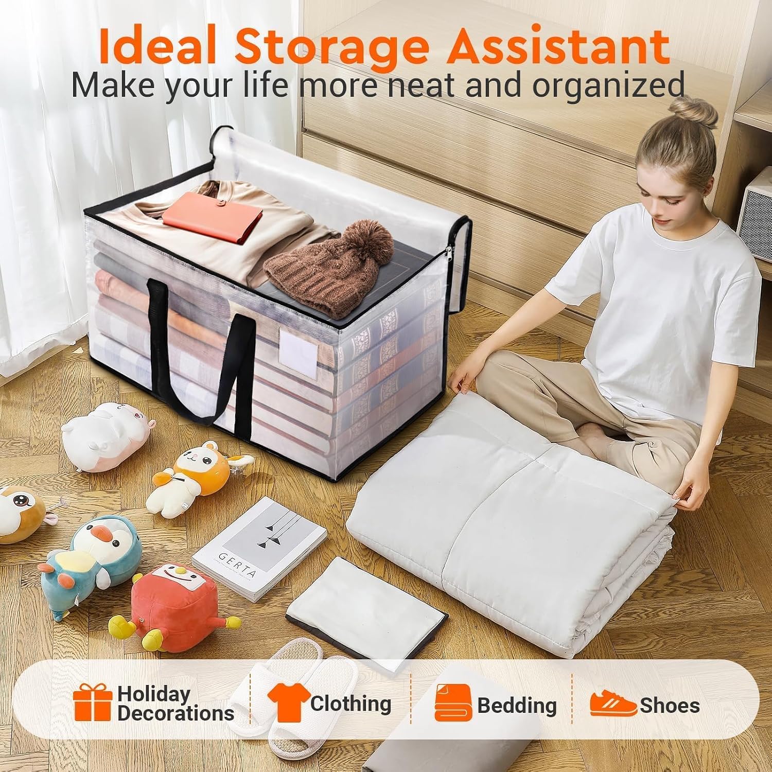 Moving Bags, 93L 8-Pack Storage Bags, Moving Box Heavy Duty Extra Large, Moving Totes With Zipper, Reinforced Handles & Tag Pocket, Boxes For Packaging Moving